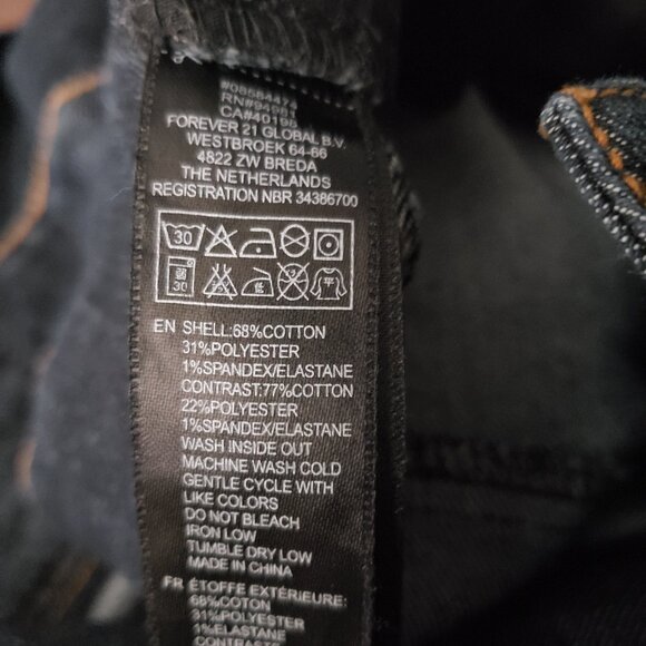 XXI Premium Denim Forever 21 Jeans 28 Dark Wash Leopard Print Embellished Skinny - Picture 7 of 8